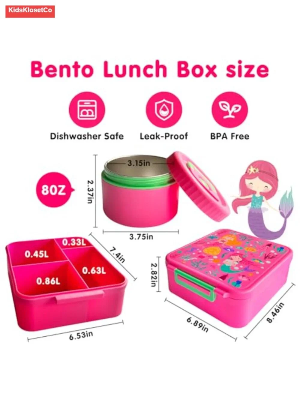 Leak Proof 4 Compartment Bento Lunch Box with Thermo